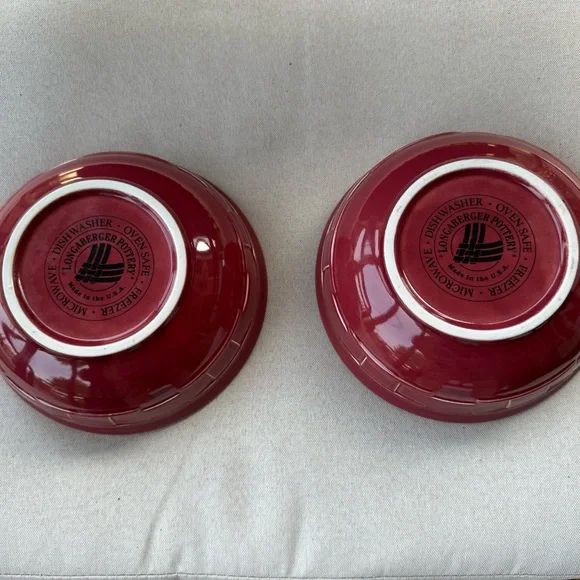 Longaberger Red Ceramic Dinnerware Bowls - Picture 2 of 2
